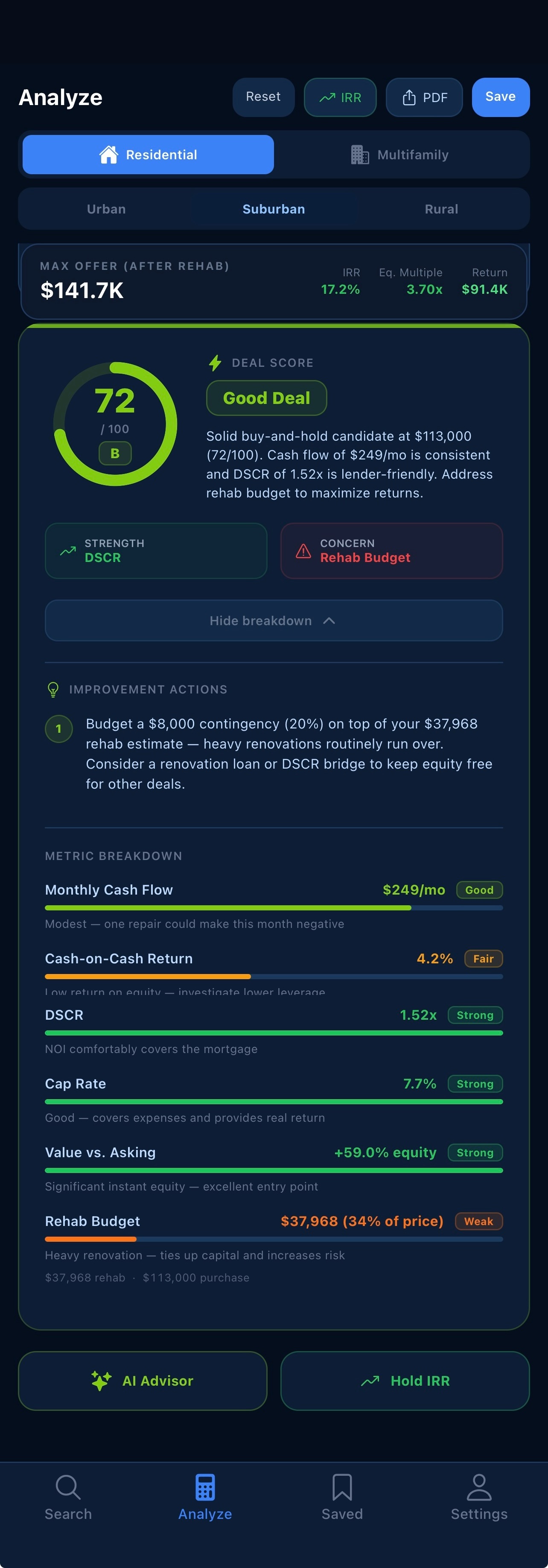 DealTorch deal analysis screen